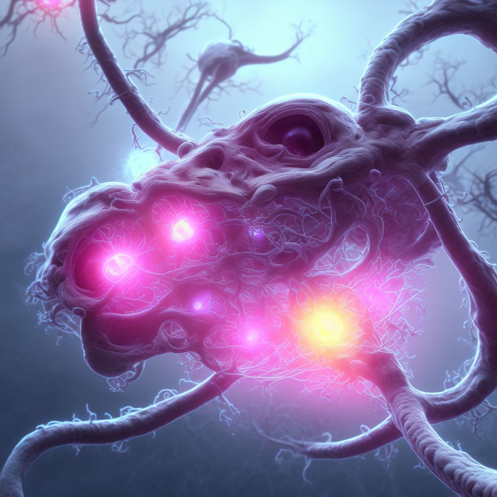 Maternal care for (suspected) central nervous system malformation or damage in fetus, anencephaly, fetus 5 digital illustration