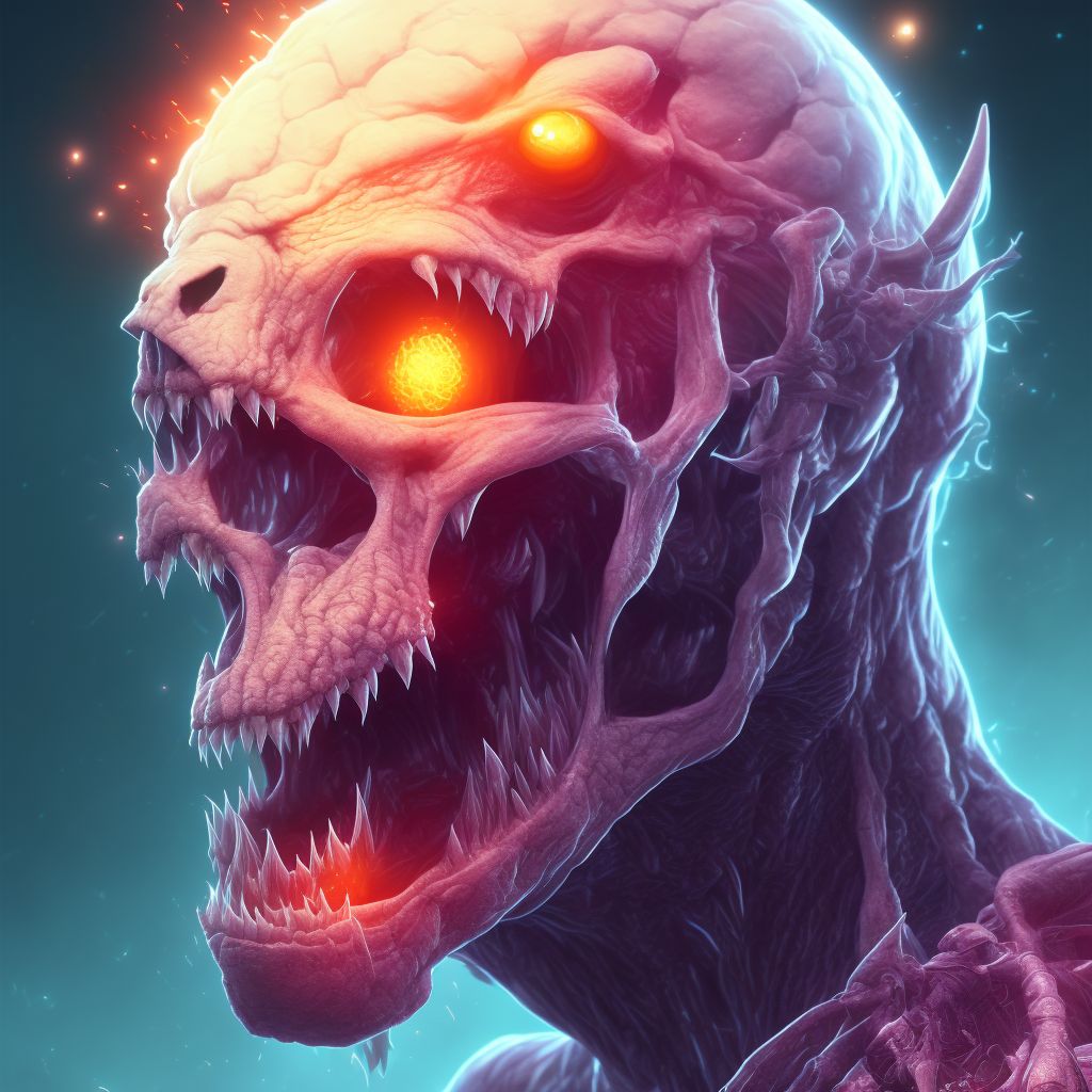 Open bite of right ear, initial encounter digital illustration