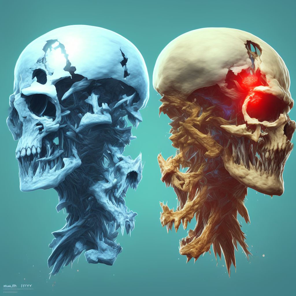 Malar fracture, left side, subsequent encounter for fracture with delayed healing digital illustration