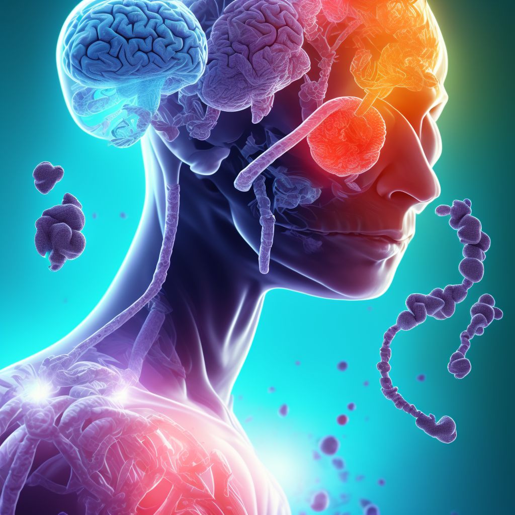 Contusion and laceration of left cerebrum with loss of consciousness of 31 minutes to 59 minutes, sequela digital illustration
