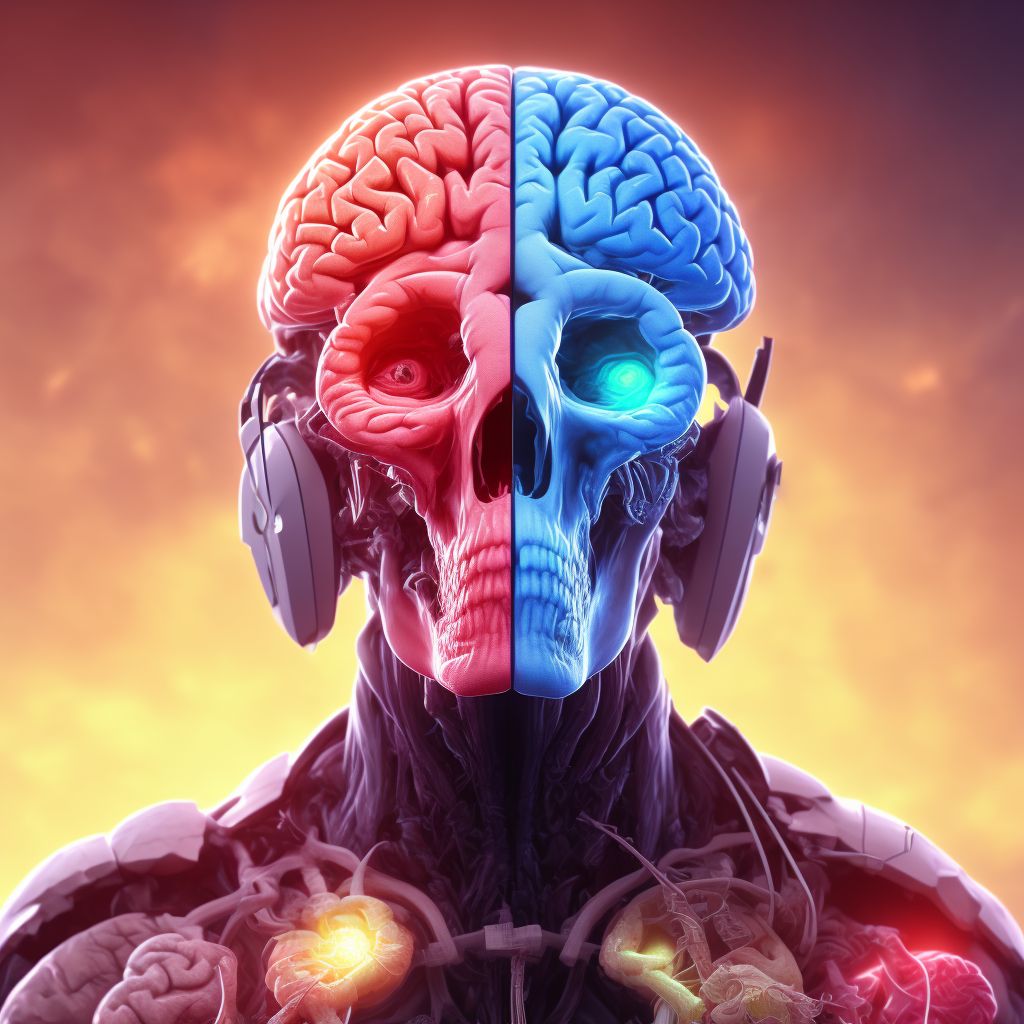 Traumatic hemorrhage of left cerebrum with loss of consciousness of 31 minutes to 59 minutes, sequela digital illustration