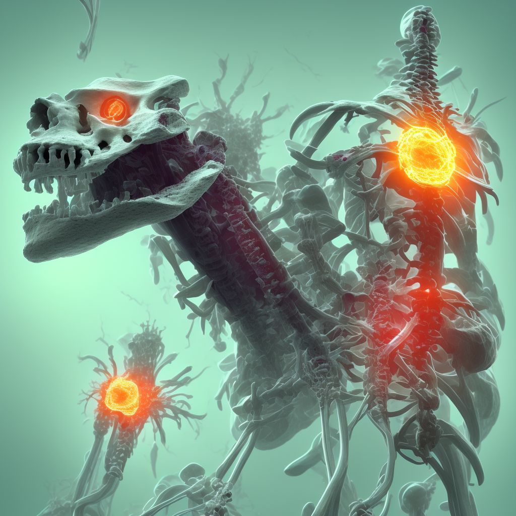 Subluxation of C3/C4 cervical vertebrae, subsequent encounter digital illustration