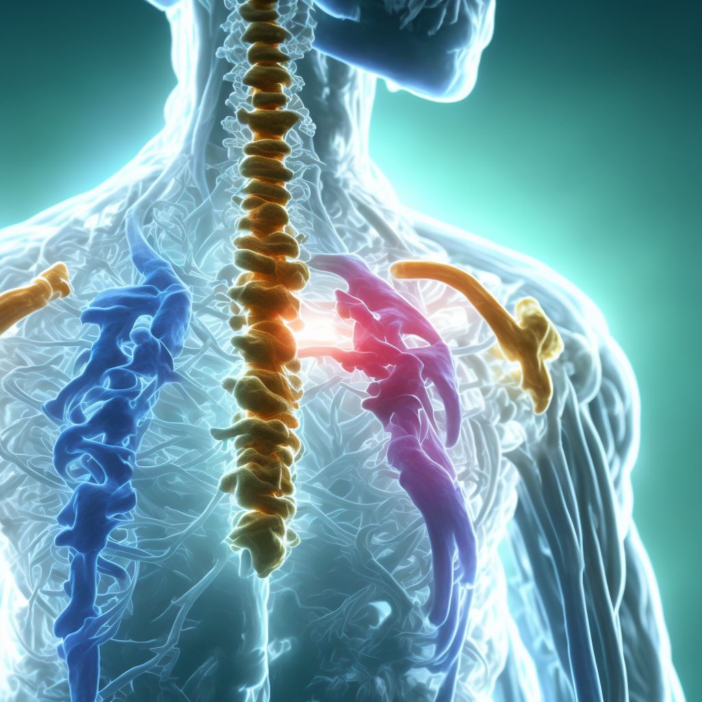 Central cord syndrome at unspecified level of cervical spinal cord, subsequent encounter digital illustration