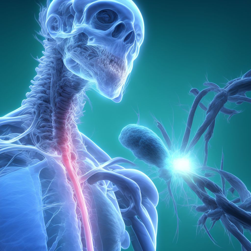 Anterior cord syndrome at unspecified level of cervical spinal cord, subsequent encounter digital illustration