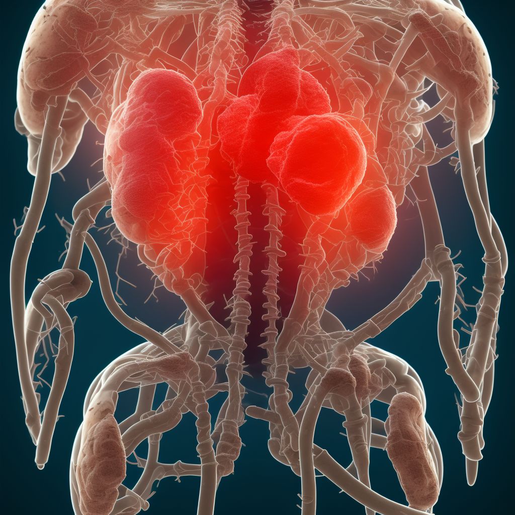 Puncture wound without foreign body of abdominal wall, left lower quadrant with penetration into peritoneal cavity, subsequent encounter digital illustration