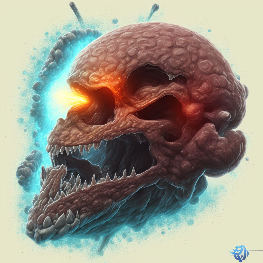 Major laceration of head of pancreas, initial encounter digital illustration