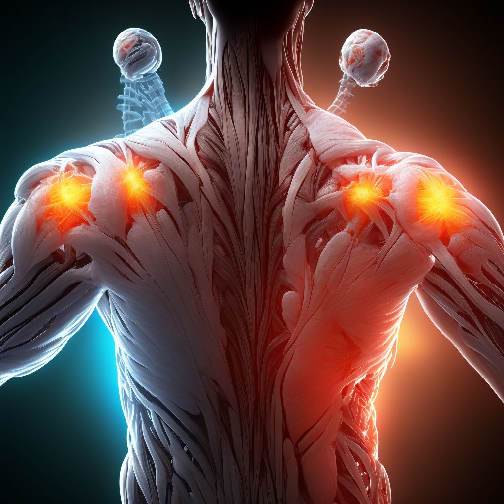 Strain of muscle, fascia and tendon of lower back, initial encounter digital illustration