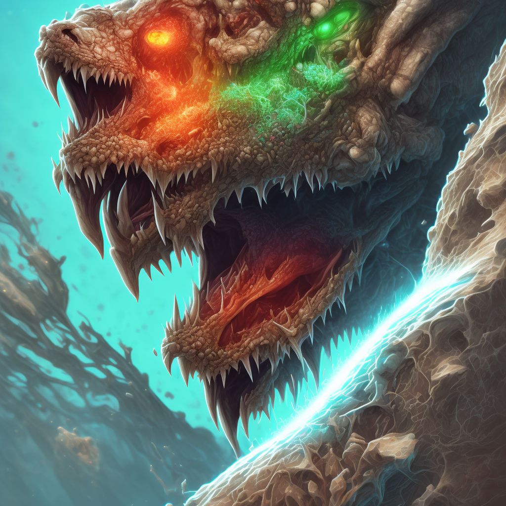 Open bite of left shoulder, subsequent encounter digital illustration