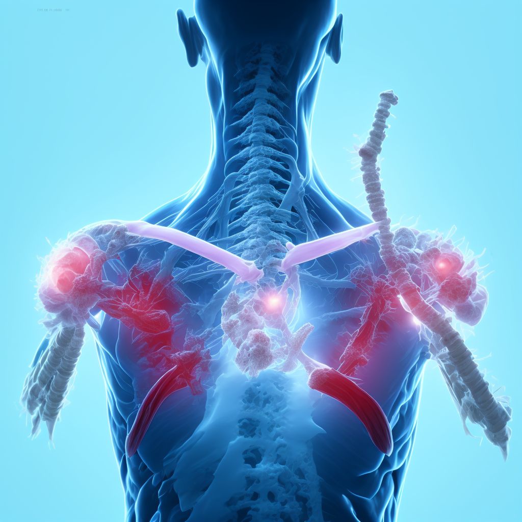 Displaced fracture of neck of scapula, unspecified shoulder, initial encounter for closed fracture digital illustration