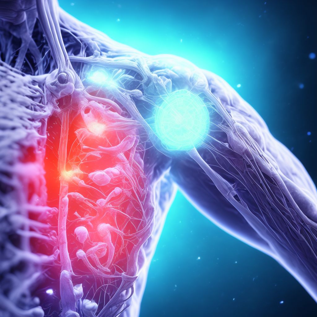 Injury of radial nerve at upper arm level, right arm, subsequent encounter digital illustration