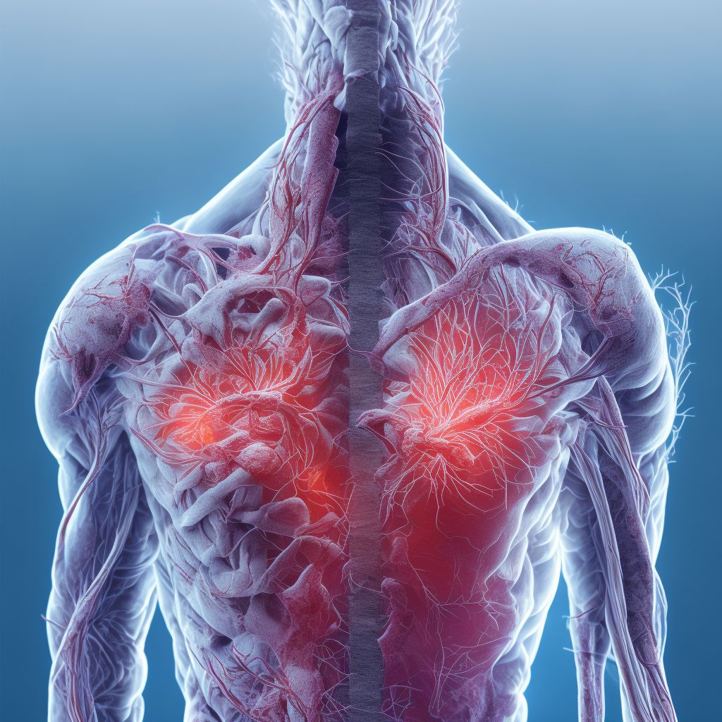 Laceration of brachial artery, left side, subsequent encounter digital illustration