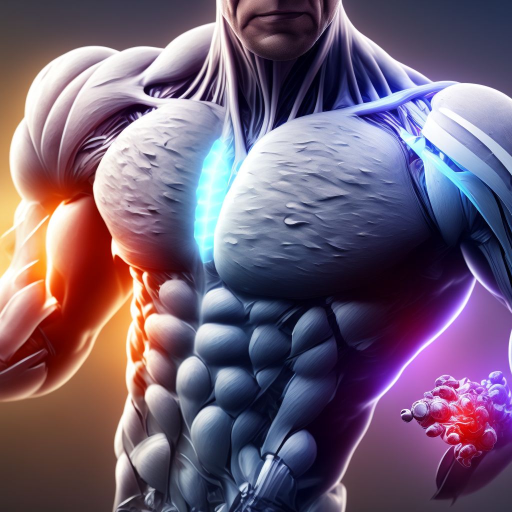 Other injury of muscle, fascia and tendon of other parts of biceps, unspecified arm, subsequent encounter digital illustration