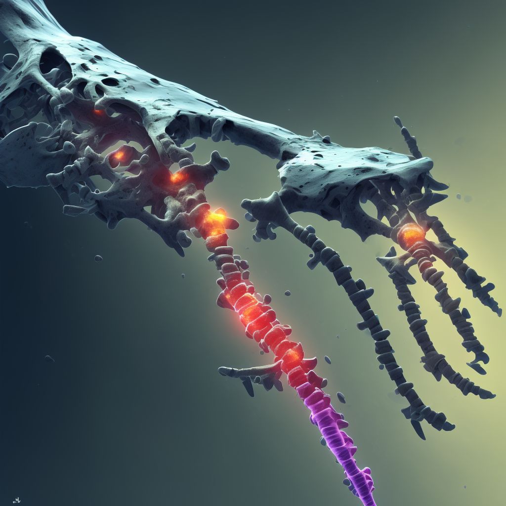 Bent bone of left ulna, subsequent encounter for closed fracture with delayed healing digital illustration