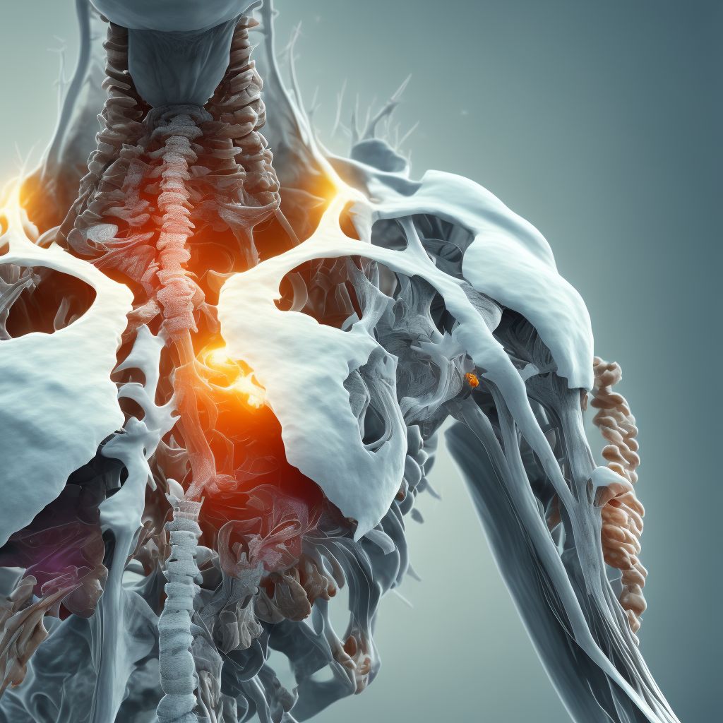 Medial dislocation of left ulnohumeral joint, sequela digital illustration