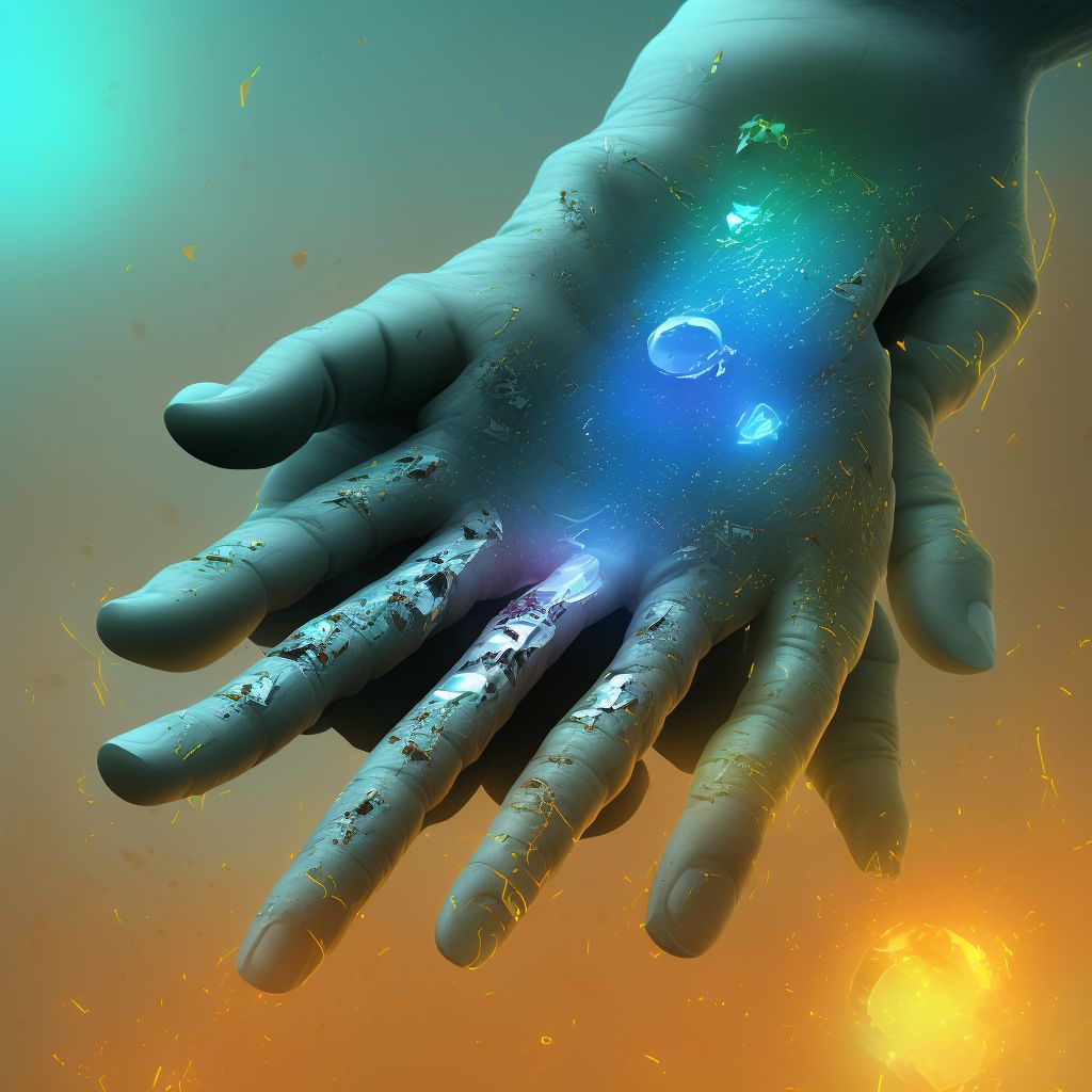Unspecified open wound of left middle finger with damage to nail, subsequent encounter digital illustration