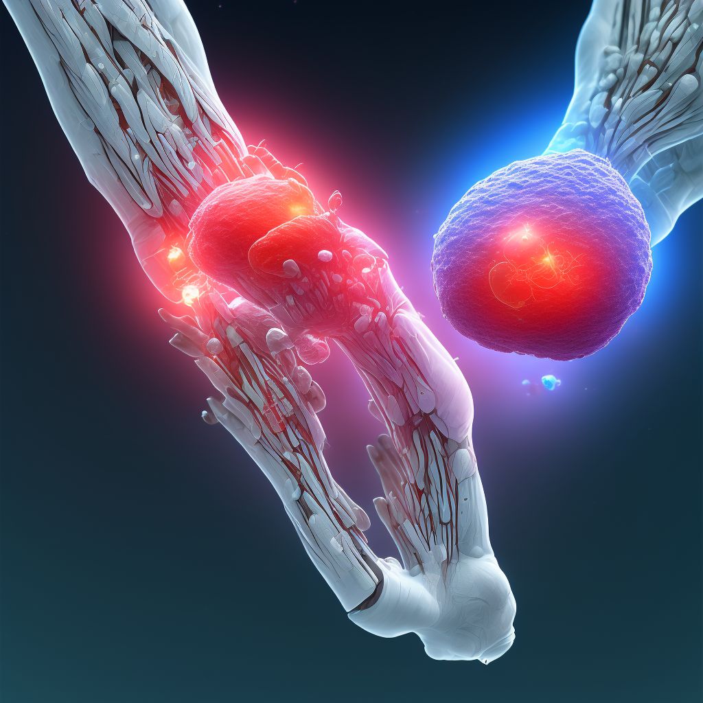 Strain of intrinsic muscle, fascia and tendon of right thumb at wrist and hand level, subsequent encounter digital illustration