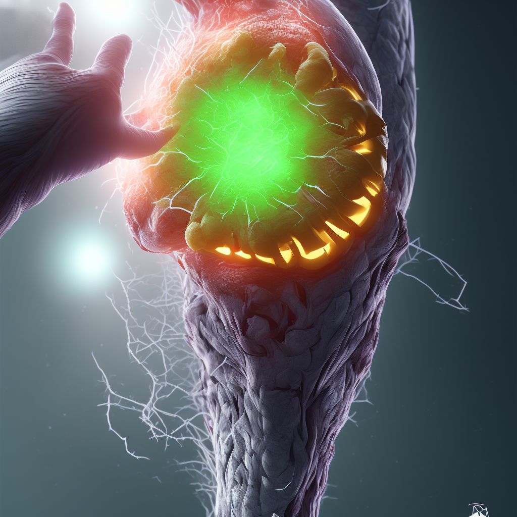 Laceration of intrinsic muscle, fascia and tendon of left little finger at wrist and hand level, sequela digital illustration