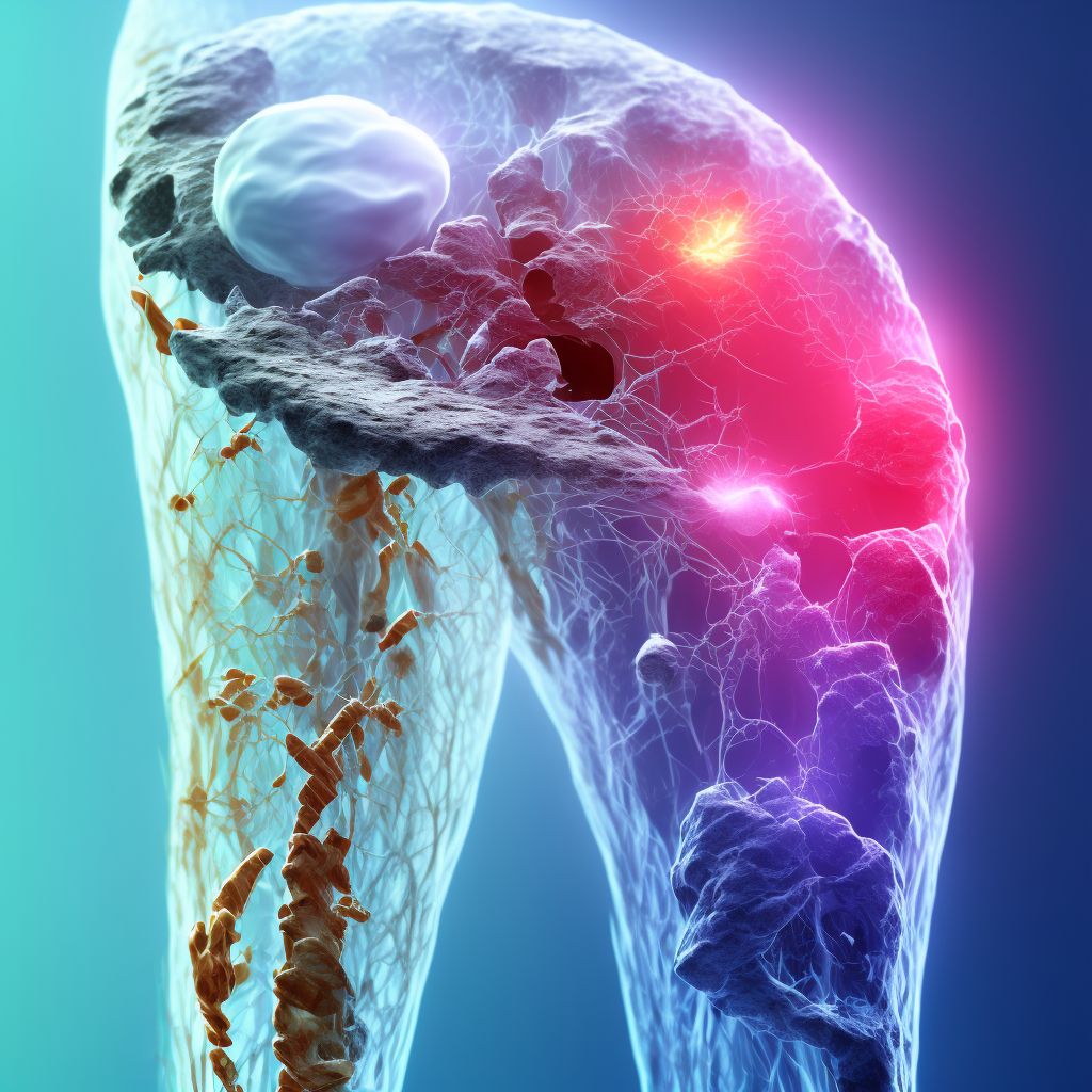 Displaced fracture of right tibial tuberosity, subsequent encounter for open fracture type I or II with routine healing digital illustration