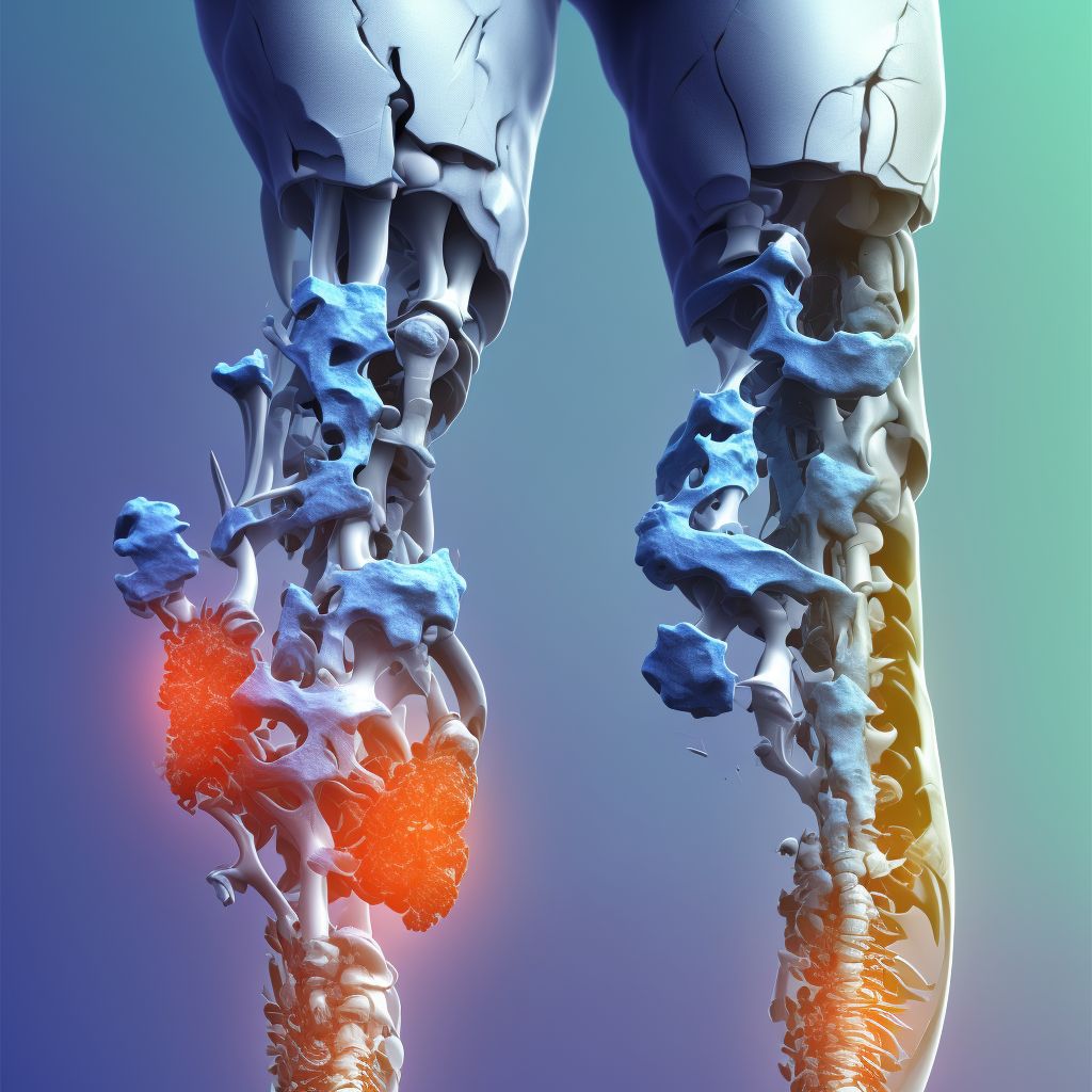 Displaced fracture of right tibial tuberosity, subsequent encounter for open fracture type IIIA, IIIB, or IIIC with malunion digital illustration