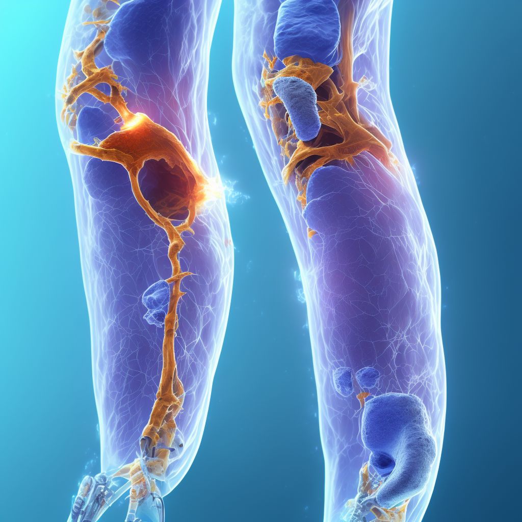 Displaced fracture of left tibial tuberosity, subsequent encounter for closed fracture with routine healing digital illustration