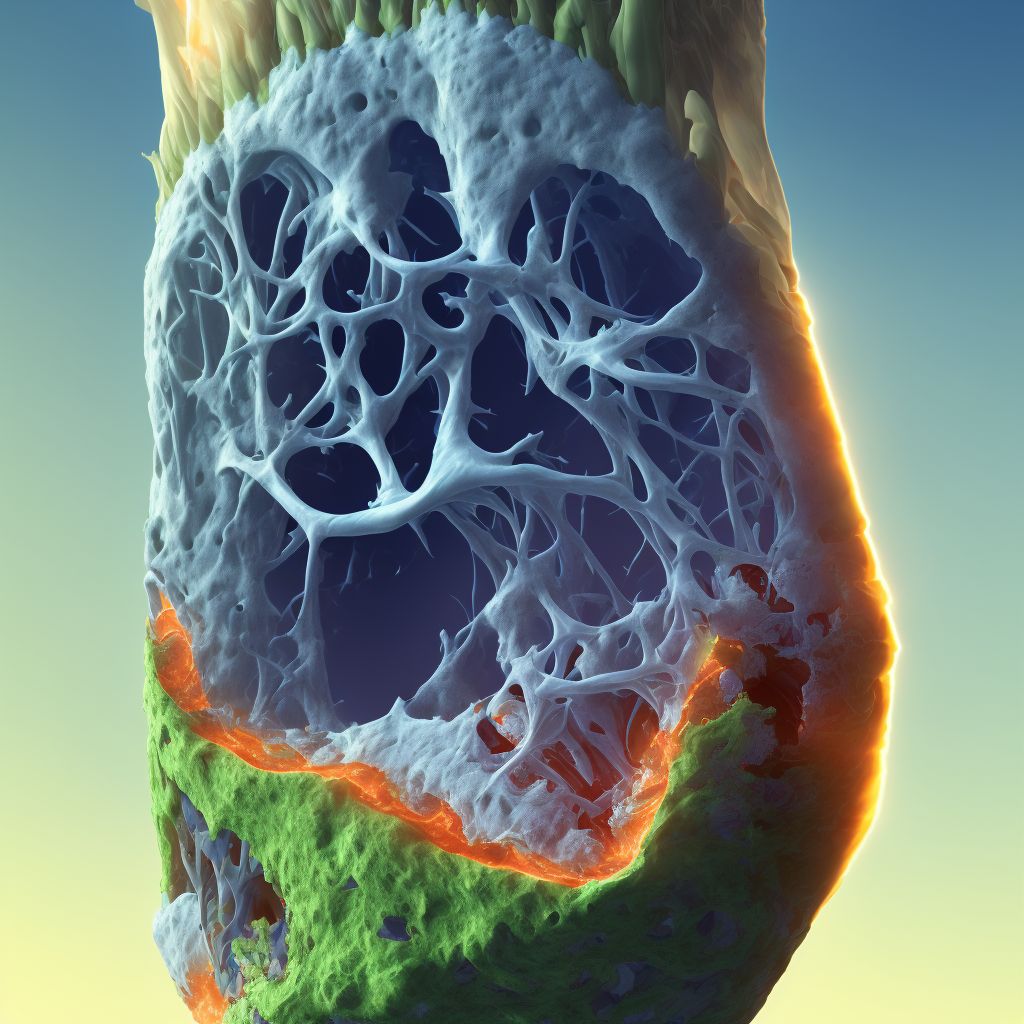 Displaced fracture of left tibial tuberosity, subsequent encounter for closed fracture with malunion digital illustration