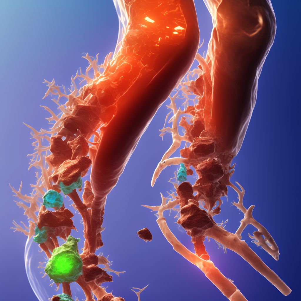 Nondisplaced fracture of right tibial tuberosity, subsequent encounter for closed fracture with delayed healing digital illustration