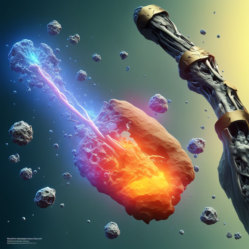 Nondisplaced fracture of left tibial tuberosity, subsequent encounter for open fracture type IIIA, IIIB, or IIIC with malunion digital illustration