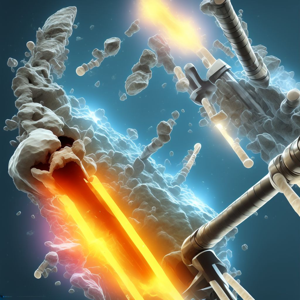 Unspecified fracture of shaft of right tibia, subsequent encounter for open fracture type IIIA, IIIB, or IIIC with routine healing digital illustration