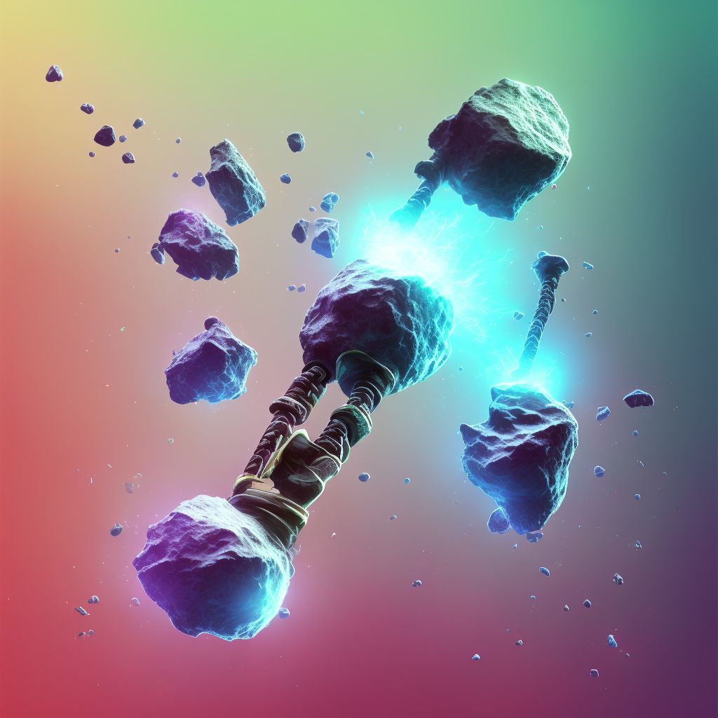Displaced transverse fracture of shaft of unspecified tibia, sequela digital illustration