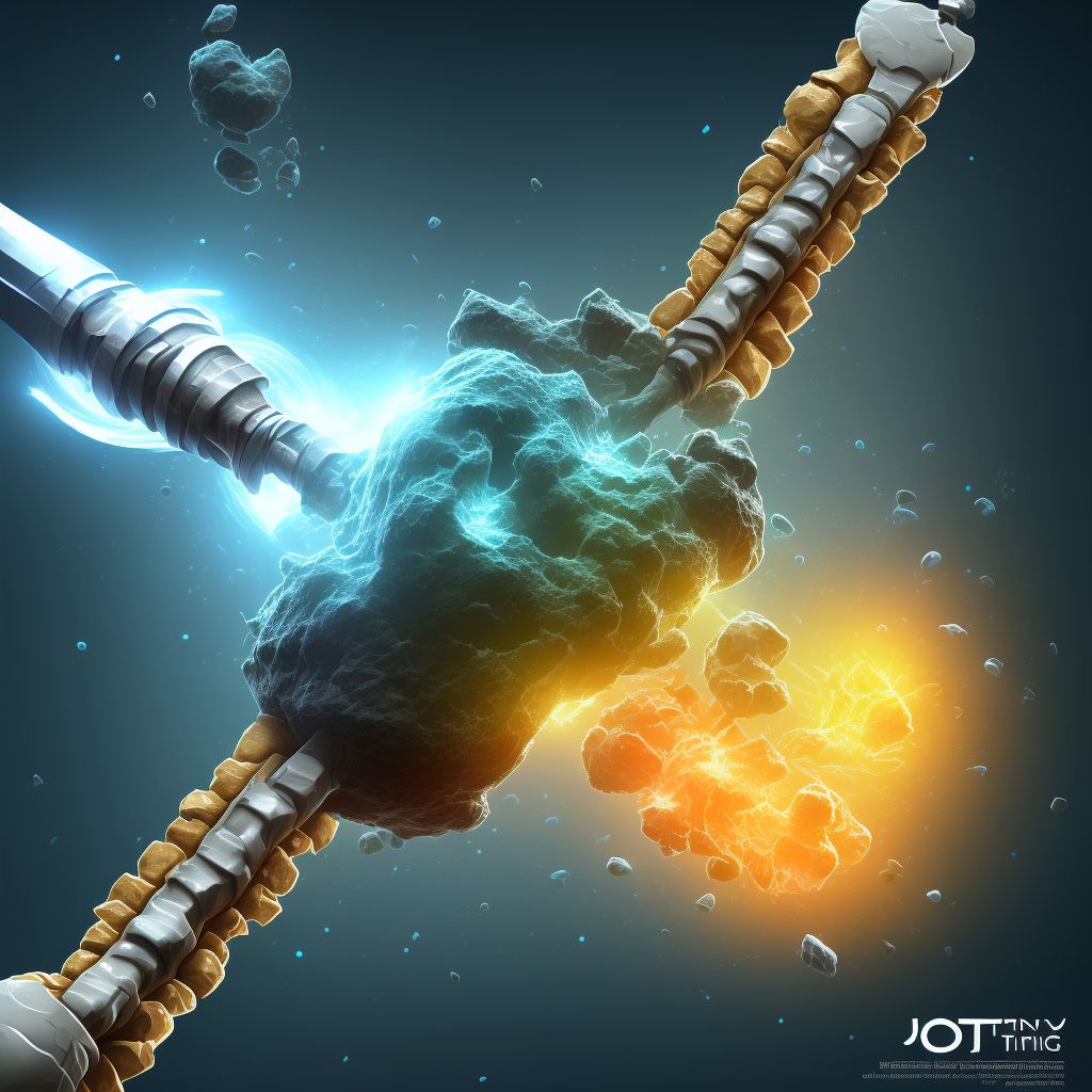 Displaced oblique fracture of shaft of left tibia, subsequent encounter for closed fracture with nonunion digital illustration