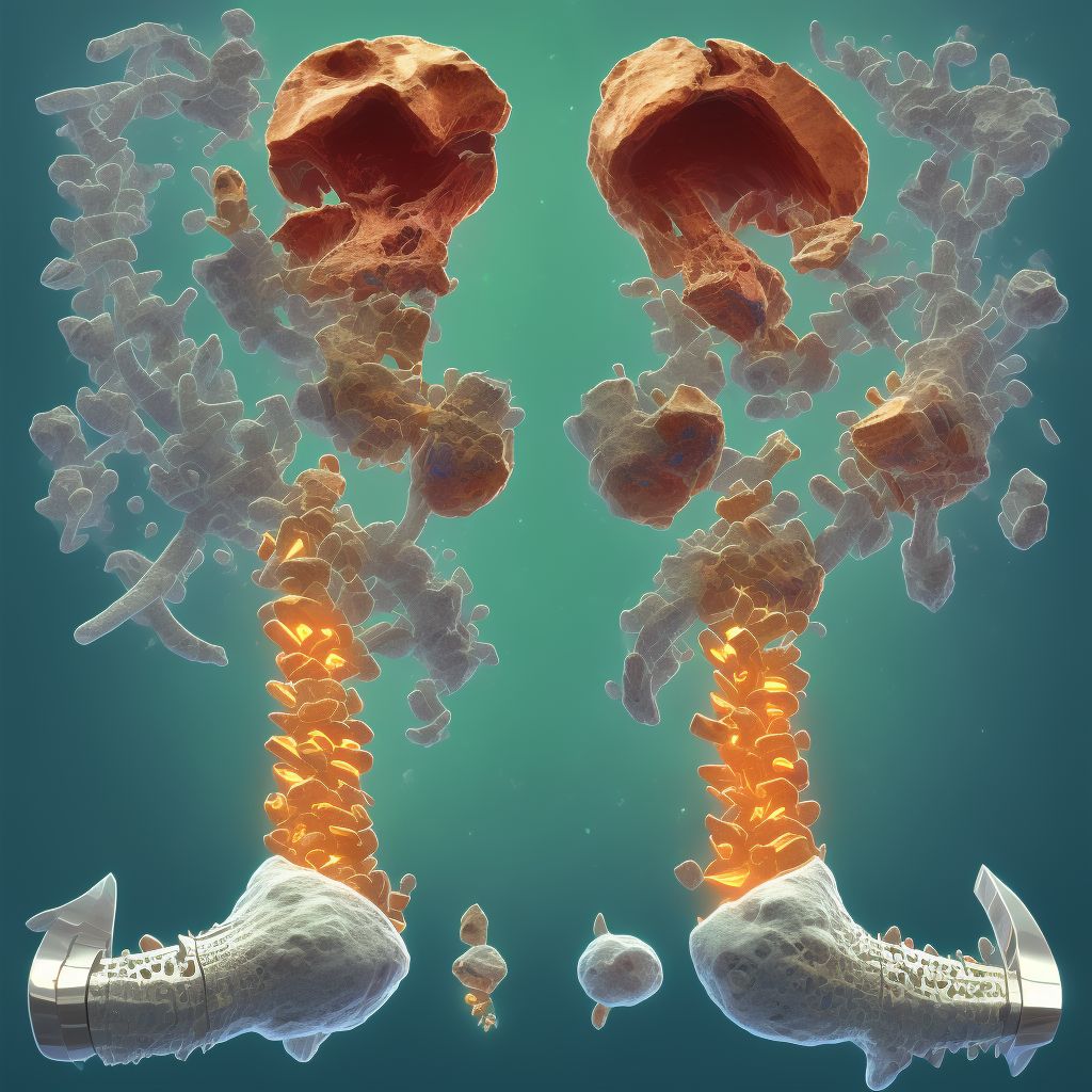 Nondisplaced oblique fracture of shaft of left tibia, subsequent encounter for closed fracture with malunion digital illustration
