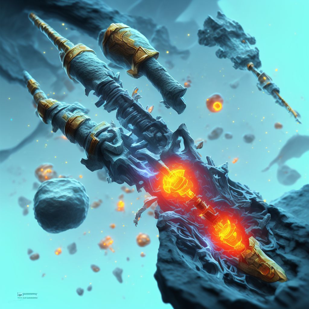 Displaced comminuted fracture of shaft of left tibia, sequela digital illustration