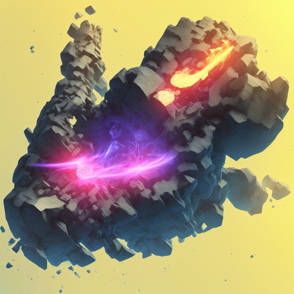 Nondisplaced comminuted fracture of shaft of unspecified tibia, subsequent encounter for closed fracture with delayed healing digital illustration
