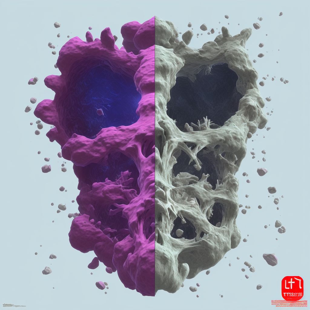 Displaced segmental fracture of shaft of left tibia, subsequent encounter for open fracture type I or II with delayed healing digital illustration