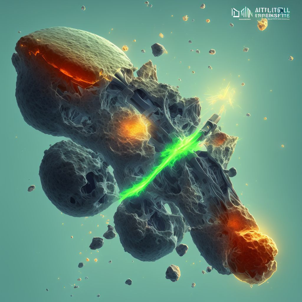 Nondisplaced segmental fracture of shaft of left tibia, subsequent encounter for open fracture type IIIA, IIIB, or IIIC with malunion digital illustration