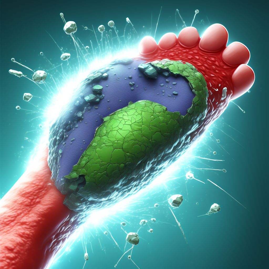 Laceration without foreign body of unspecified great toe with damage to nail, subsequent encounter digital illustration