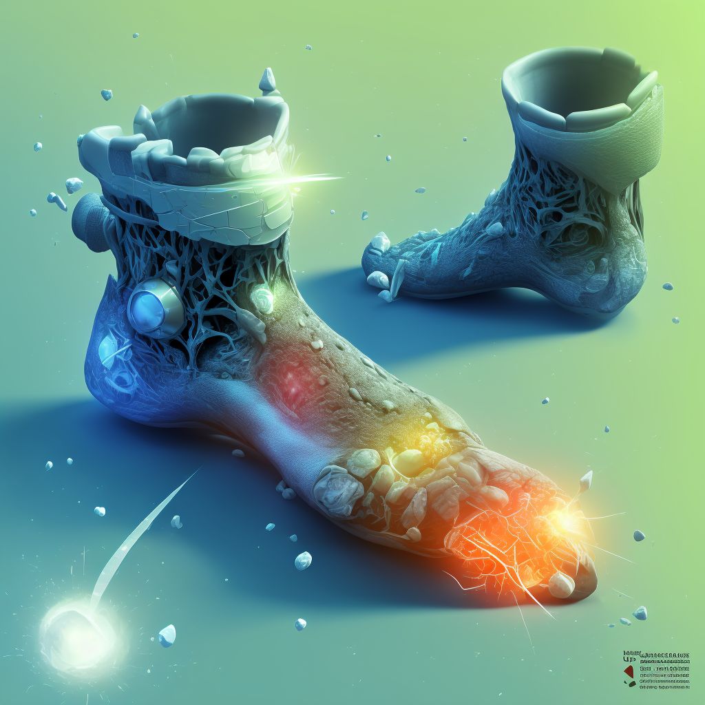 Nondisplaced fracture of anterior process of unspecified calcaneus, subsequent encounter for fracture with delayed healing digital illustration