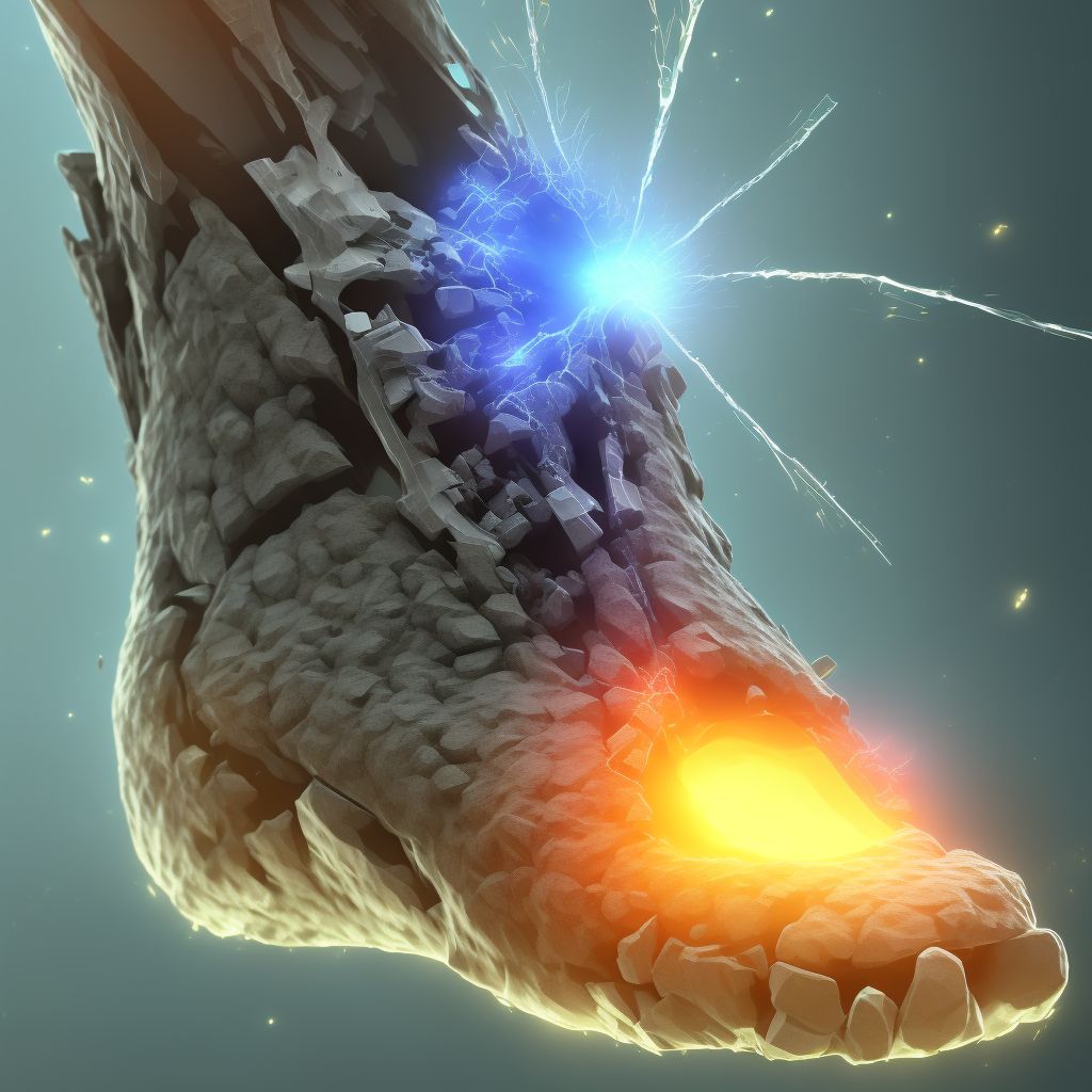 Displaced fracture of medial cuneiform of right foot, subsequent encounter for fracture with routine healing digital illustration