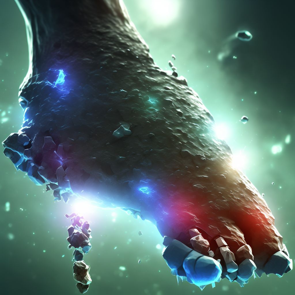 Displaced fracture of navicular [scaphoid] of right foot, initial encounter for open fracture digital illustration
