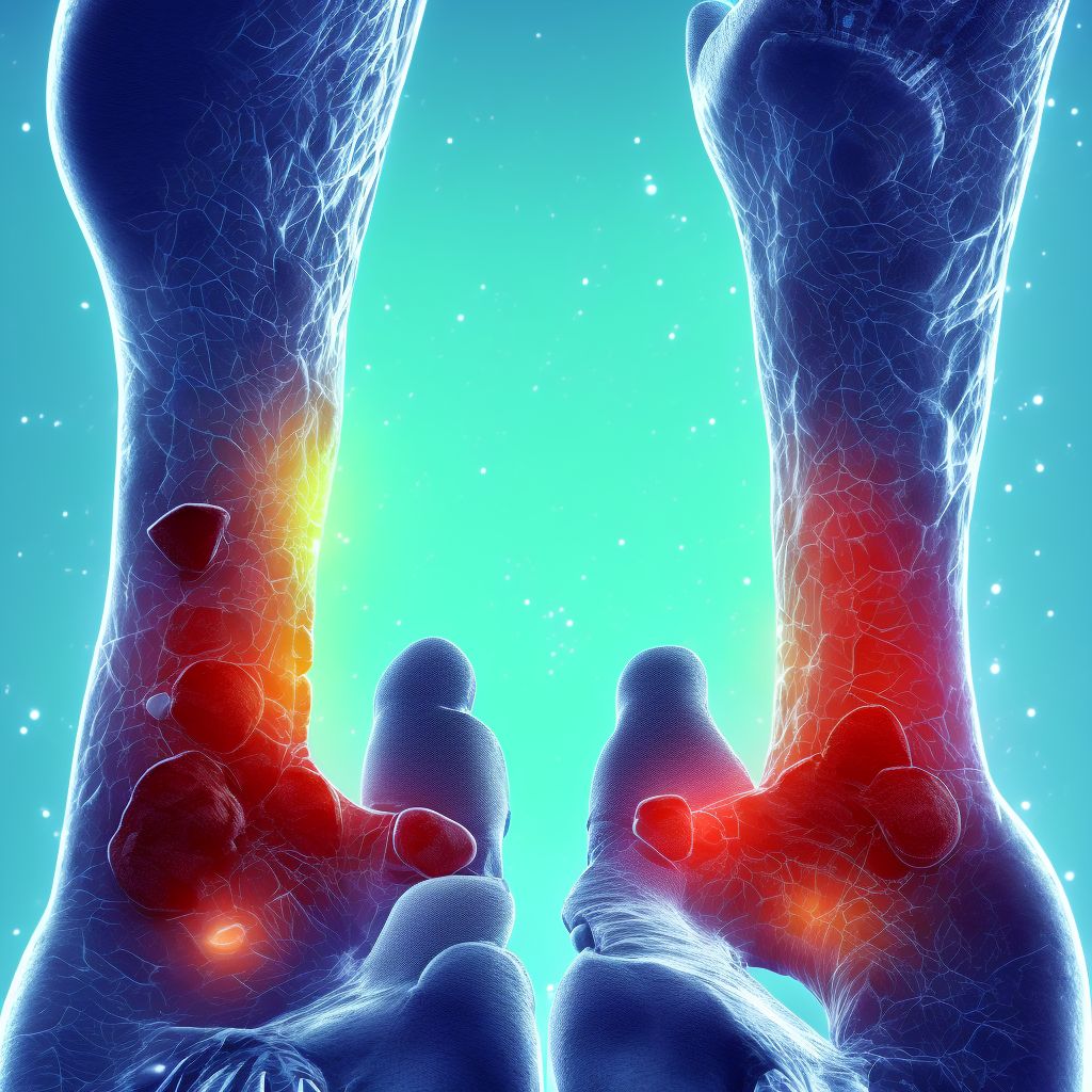 Displaced fracture of navicular [scaphoid] of right foot, sequela digital illustration