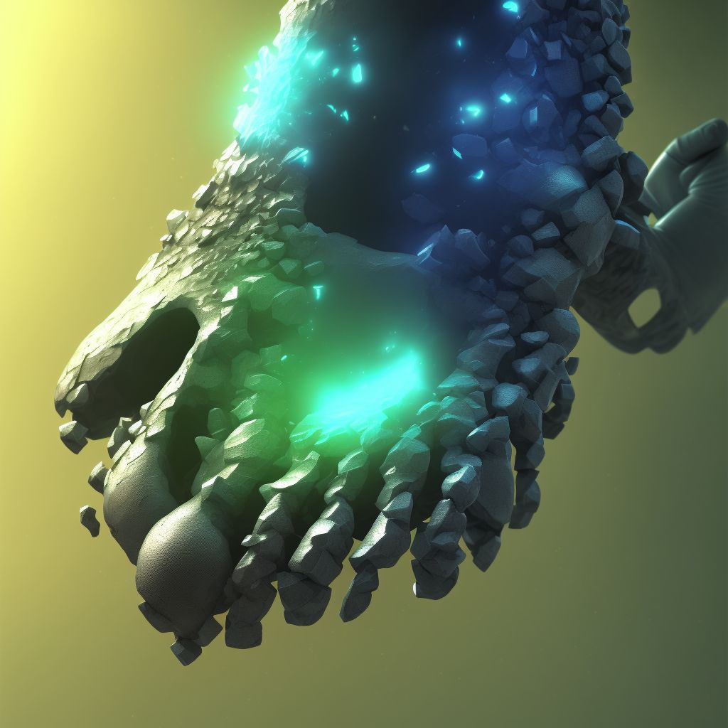 Displaced fracture of navicular [scaphoid] of left foot, subsequent encounter for fracture with delayed healing digital illustration