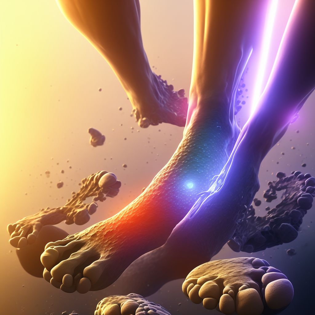 Nondisplaced fracture of navicular [scaphoid] of left foot, subsequent encounter for fracture with delayed healing digital illustration