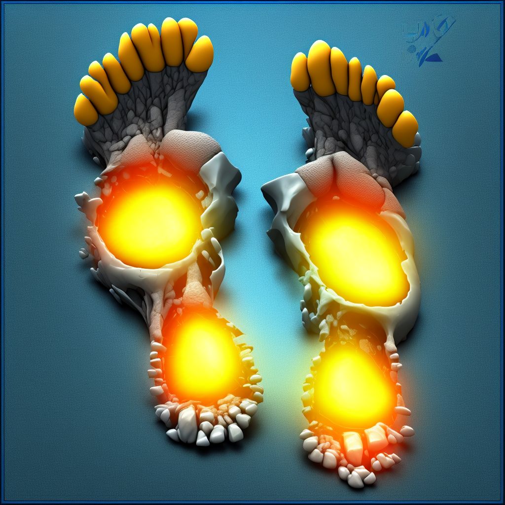 Fracture of unspecified metatarsal bone(s), unspecified foot, subsequent encounter for fracture with malunion digital illustration