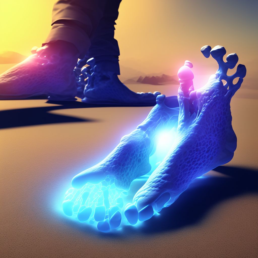 Displaced fracture of first metatarsal bone, left foot, initial encounter for closed fracture digital illustration