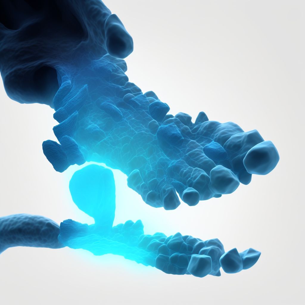 Nondisplaced fracture of first metatarsal bone, left foot, initial encounter for open fracture digital illustration