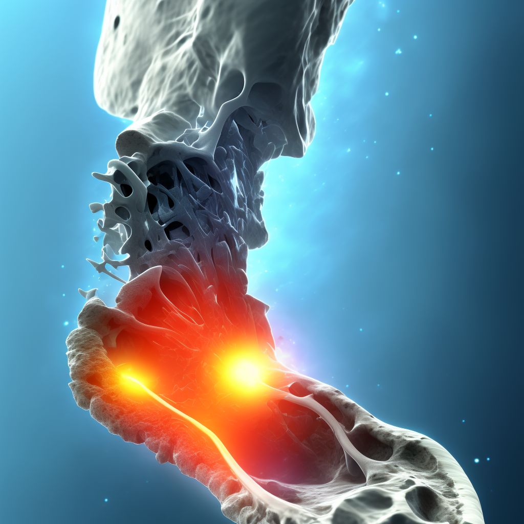 Displaced fracture of second metatarsal bone, right foot, initial encounter for closed fracture digital illustration