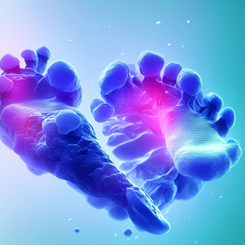 Displaced fracture of second metatarsal bone, right foot, subsequent encounter for fracture with routine healing digital illustration
