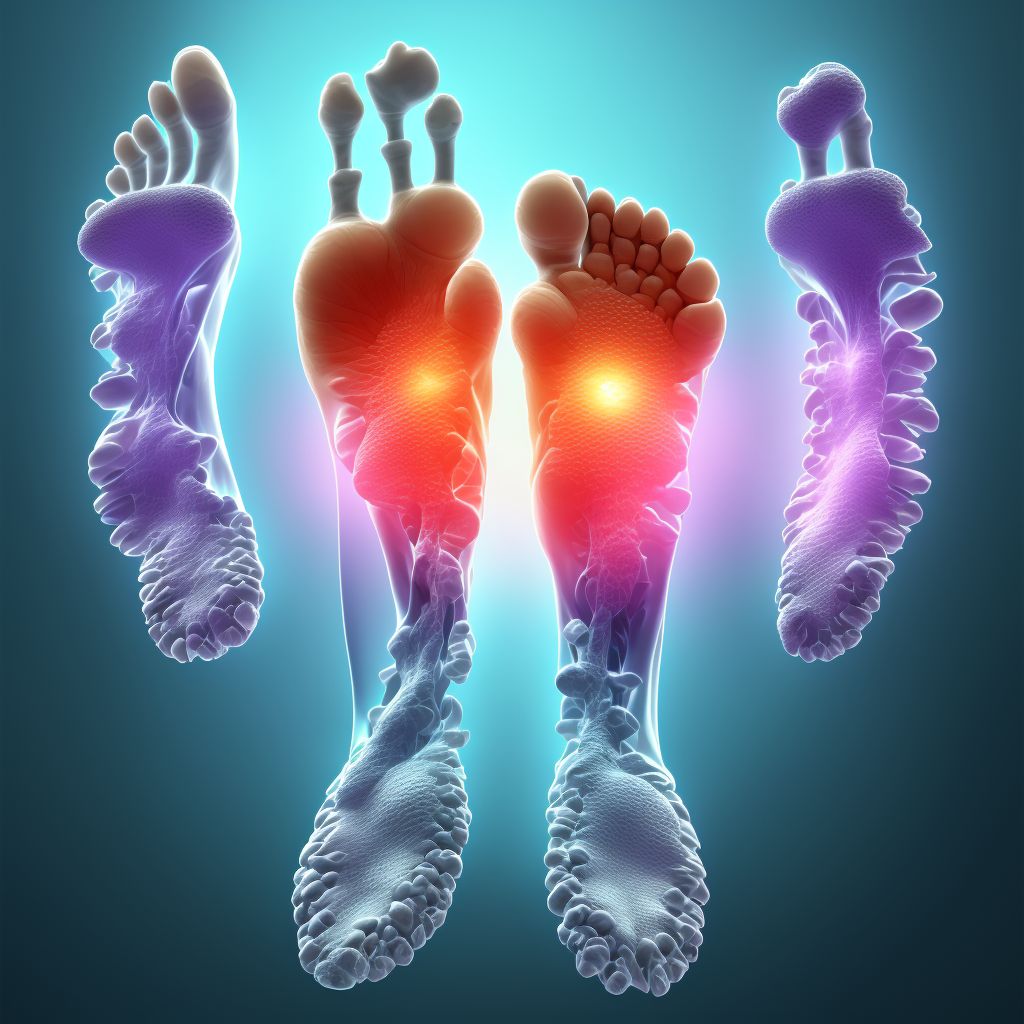 Displaced fracture of third metatarsal bone, right foot, subsequent encounter for fracture with delayed healing digital illustration