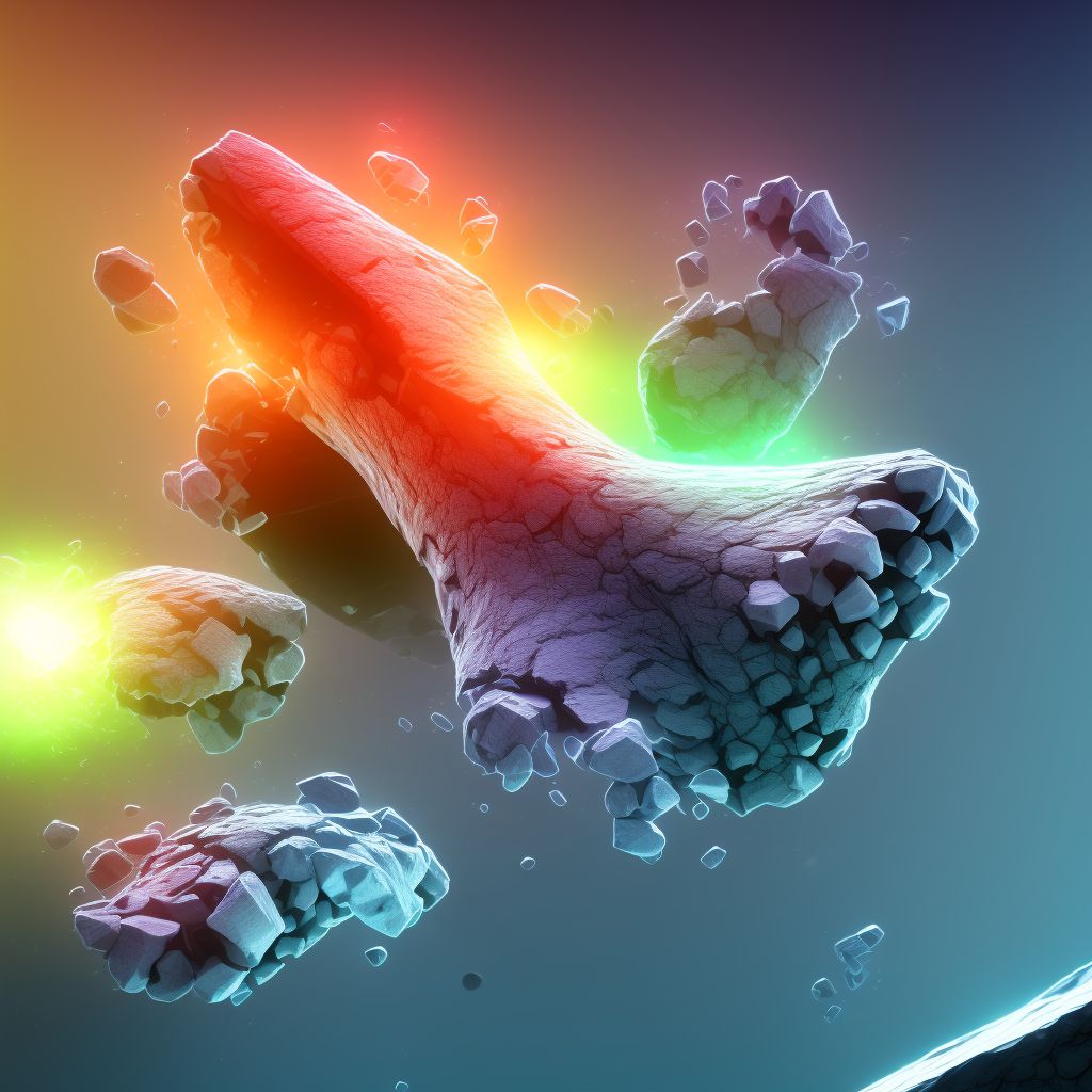 Unspecified fracture of left toe(s), subsequent encounter for fracture with delayed healing digital illustration