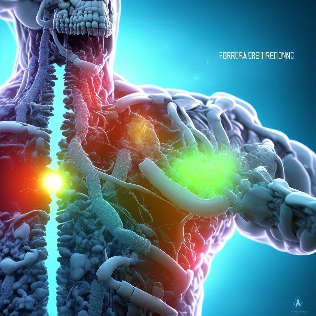 Other foreign object in esophagus causing compression of trachea, subsequent encounter digital illustration